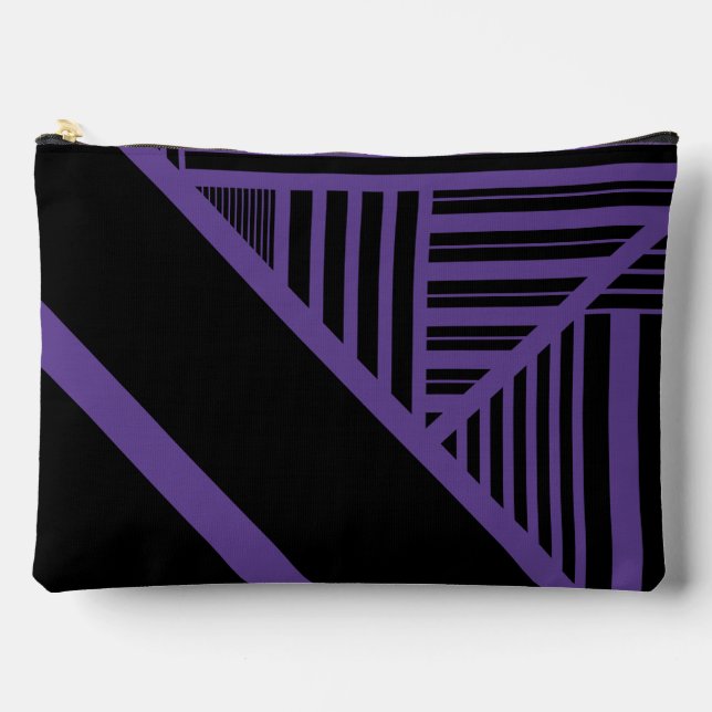 Triangle Stripes in Purple and Black Accessory Pouch (Front)