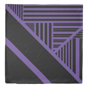 Triangle Stripes in Purple and Black Duvet Cover