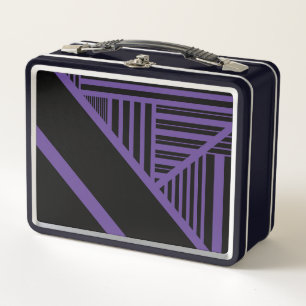 Triangle Stripes in Purple and Black Metal Lunch Box