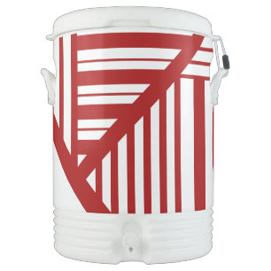 Triangle Stripes in Red and White Beverage Cooler