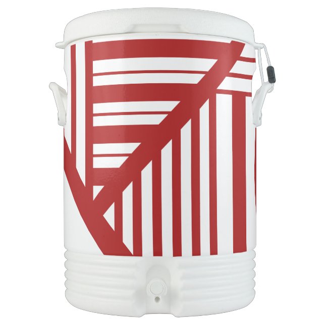 Triangle Stripes in Red and White Beverage Cooler (Front)