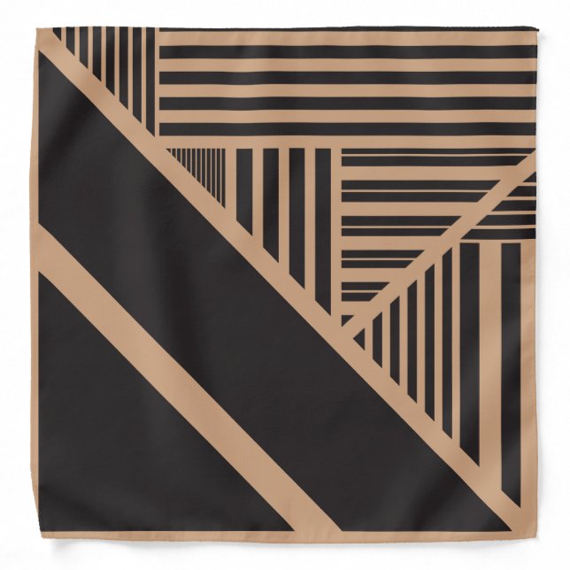 Triangle Stripes in Tan and Black Bandana (Front)