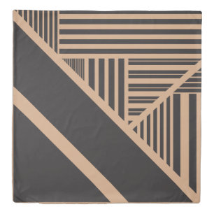 Triangle Stripes in Tan and Black Duvet Cover