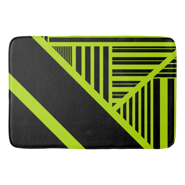 Triangle stripes - Lime Green Bath Mat (Front)