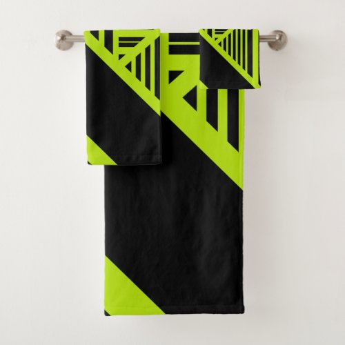 Triangle stripes _ Lime Green Bath Towel Set