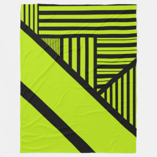 Triangle Stripes - Lime Green Fleece Blanket