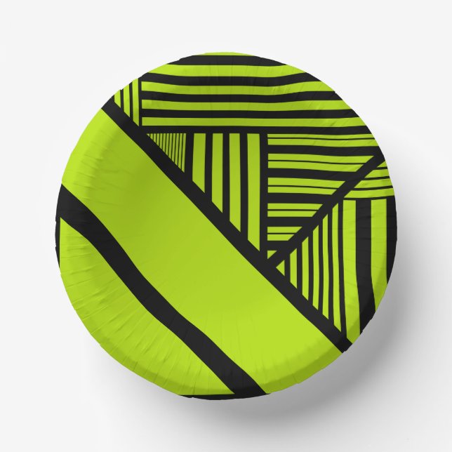 Triangle Stripes - Lime Green Paper Bowls (Front)