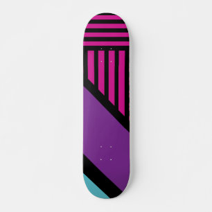 Triangle Stripes - Pink, Purple, Blue and Black Skateboard