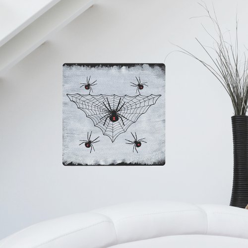Triangle Web Black Widow Spiders on Painted White Metal Print