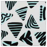Triangles 240121 - Black and Ice Blue on White Fabric