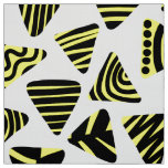 Triangles 240121 - Black and Yellow on White Fabric
