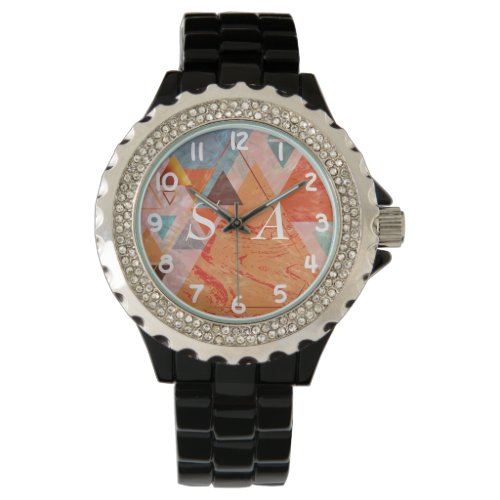 Triangles abstract geometric color block pattern watch