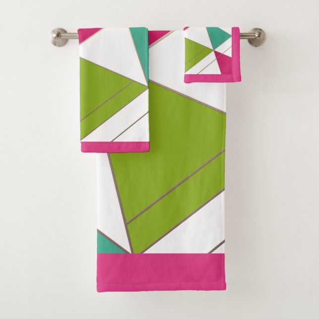 Triangles abstract print geometrical geometry mode bath towel set (Insitu)