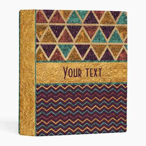 Triangles and Chevrons Faux Glitter Foil Mini Binder