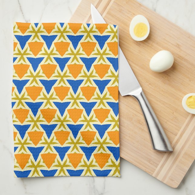 Triangles and Stars Colorful Kitchen Towel (Quarter Fold)