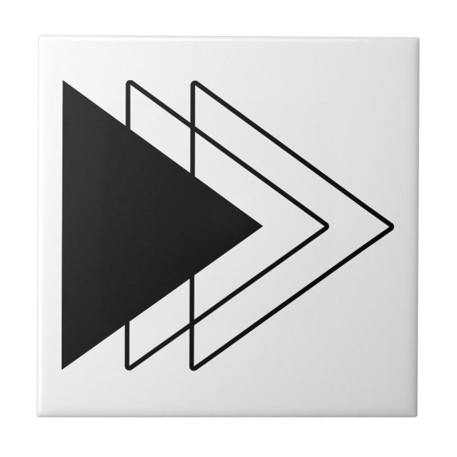 Triangles black modern minimalist geometric art ceramic tile (Front)