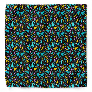 Triangles blue yellow colors on black background a bandana