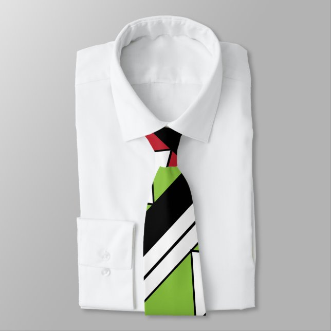 Triangles Diagonal Stripes Pattern Neck Tie (Tied)