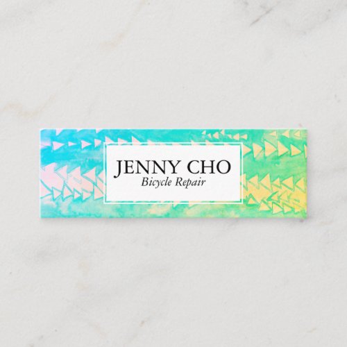 Triangles geometric hand painted lemon lime mini business card