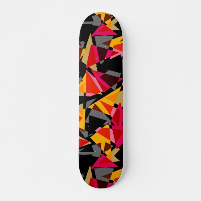 Triangles, Geometric Shapes, Yellow and Red Skateboard (Front)