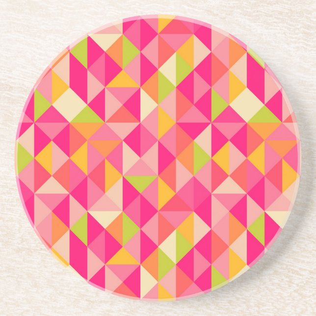 Triangles geometrical pattern drink coaster (Front)