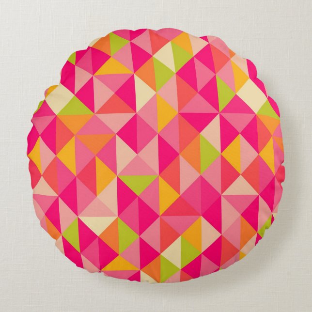 Triangles geometrical pattern round pillow (Front)