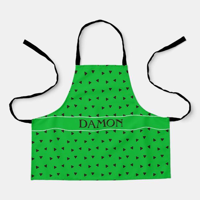 Triangles Green Black Minimal Pattern Apron (Front)