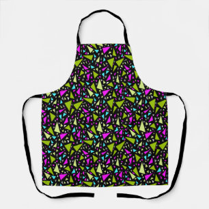 Triangles green crimson colors on black background apron