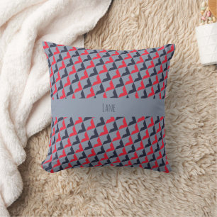 Triangles Grey Red Minimal Pattern Throw Pillow