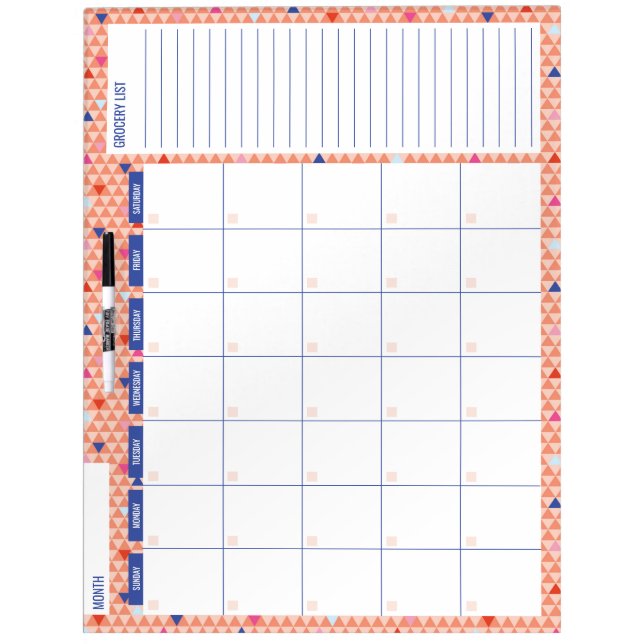 Triangles Home Calendar Planner Dry Erase Board (Front)