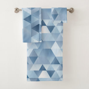 Triangles in blue and gray bath towel set