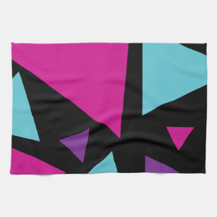 Triangles in Pink, Purple, Blue and Black Kitchen Towel