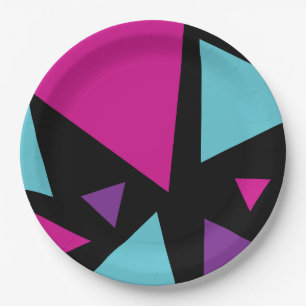 Triangles in Pink, Purple, Blue and Black Paper Plates