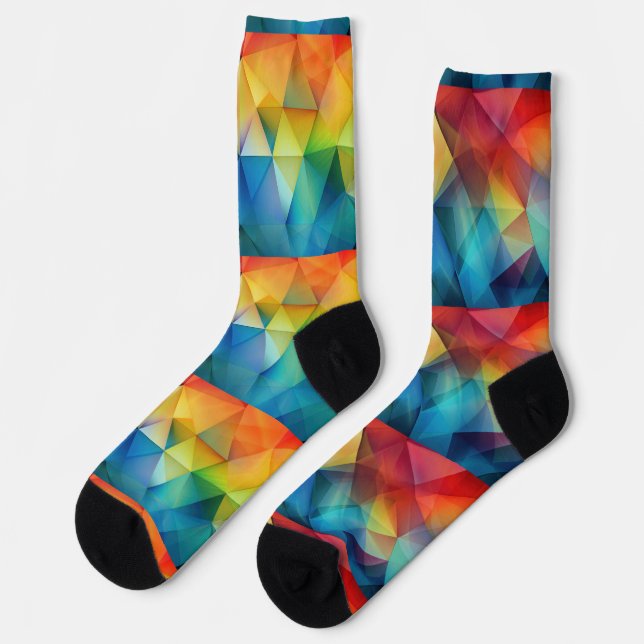 Triangles in rainbow colors socks (Left)