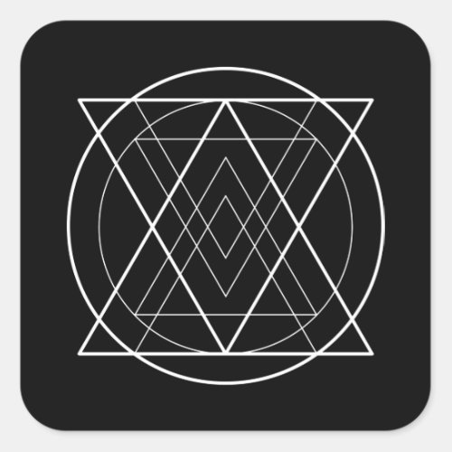 Triangles inside circle sacred geometry square sticker