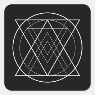 Triangles inside circle sacred geometry square sticker