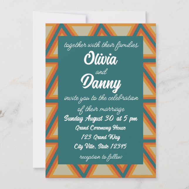 Triangles Modern Geometric Colorful Wedding  Invitation (Front)