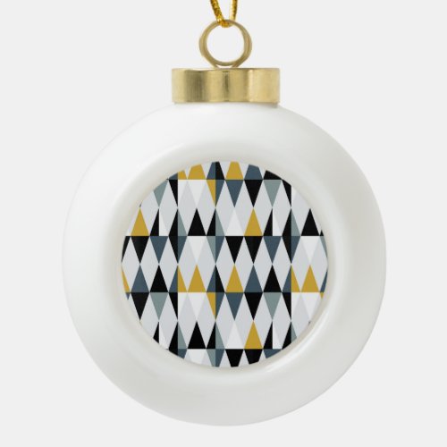 Triangles Modern Vintage Geometric Pattern Ceramic Ball Christmas Ornament