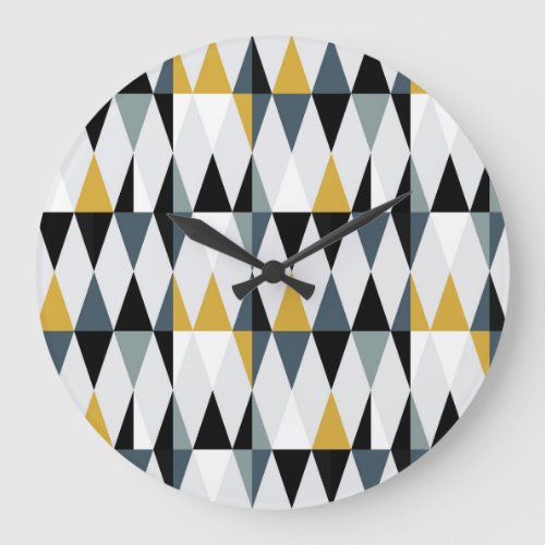 Triangles Modern Vintage Geometric Pattern Large Clock