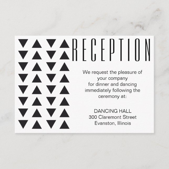 Triangles Modern Wedding Reception insert card (Front)