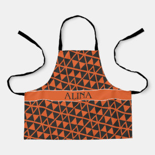 Triangles Orange Black Minimal Pattern Apron