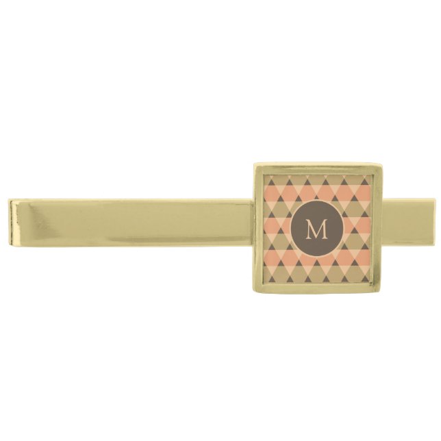 Triangles Pattern Gold Finish Tie Bar (Front)