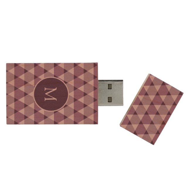Triangles Pattern Wood Flash Drive (Opened)