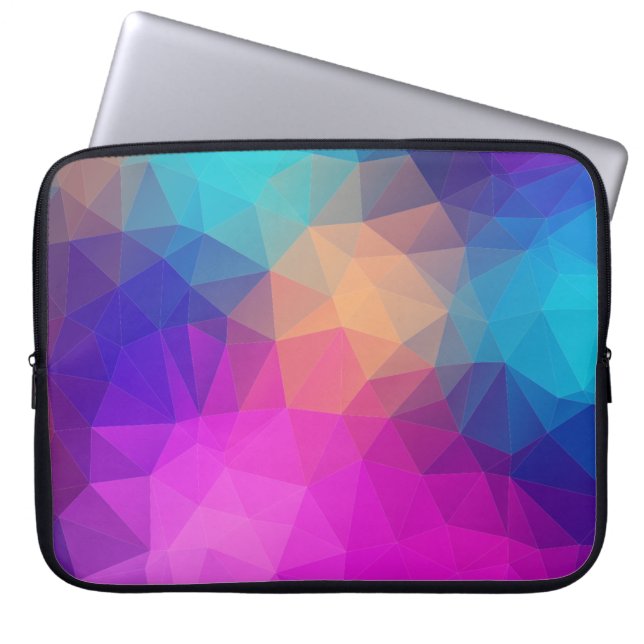 Triangles polygon color pink laptop sleeve (Front)