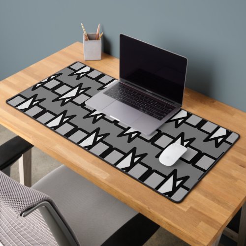 Triangles  Rectangles Modern Design Grey  Black Desk Mat