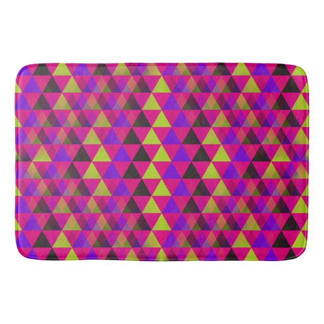 Triangles seamless pattern - green black violet bathroom mat (Front)