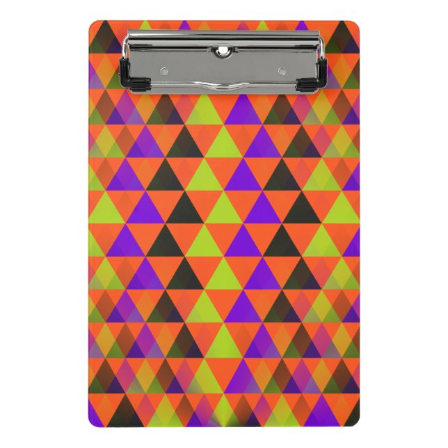 Triangles seamless pattern - green black violet mini clipboard (Front)