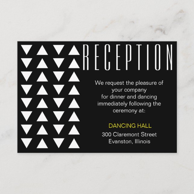 Triangles Yellow accent wedding reception insert (Front)