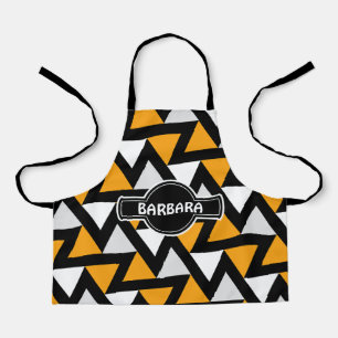 Triangles Yellow Black Minimal Pattern Apron