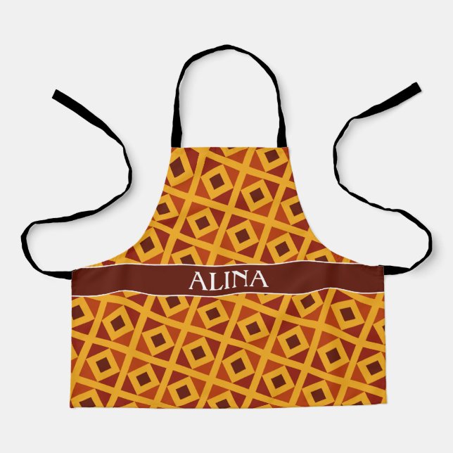Triangles Yellow Brown Minimal Pattern Apron (Front)
